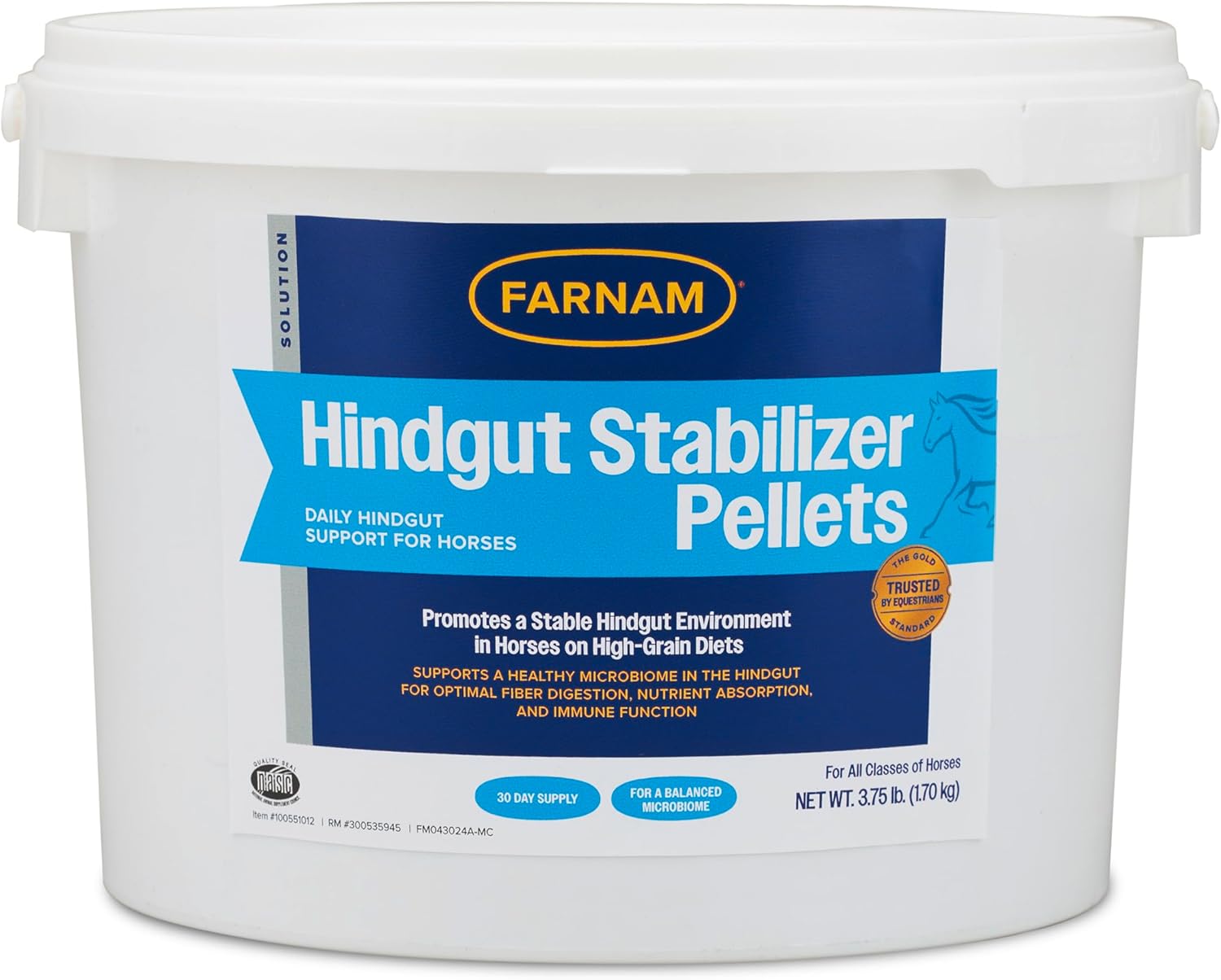 Farnam Hindgut Stabilizer Pellets: Daily Digestive & Immune Supplement for Horses - Balances Microbiome for Optimal Digestion