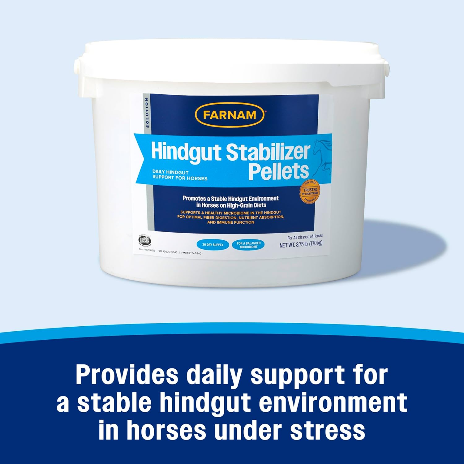 Farnam Hindgut Stabilizer Pellets: Daily Digestive & Immune Supplement for Horses - Balances Microbiome for Optimal Digestion