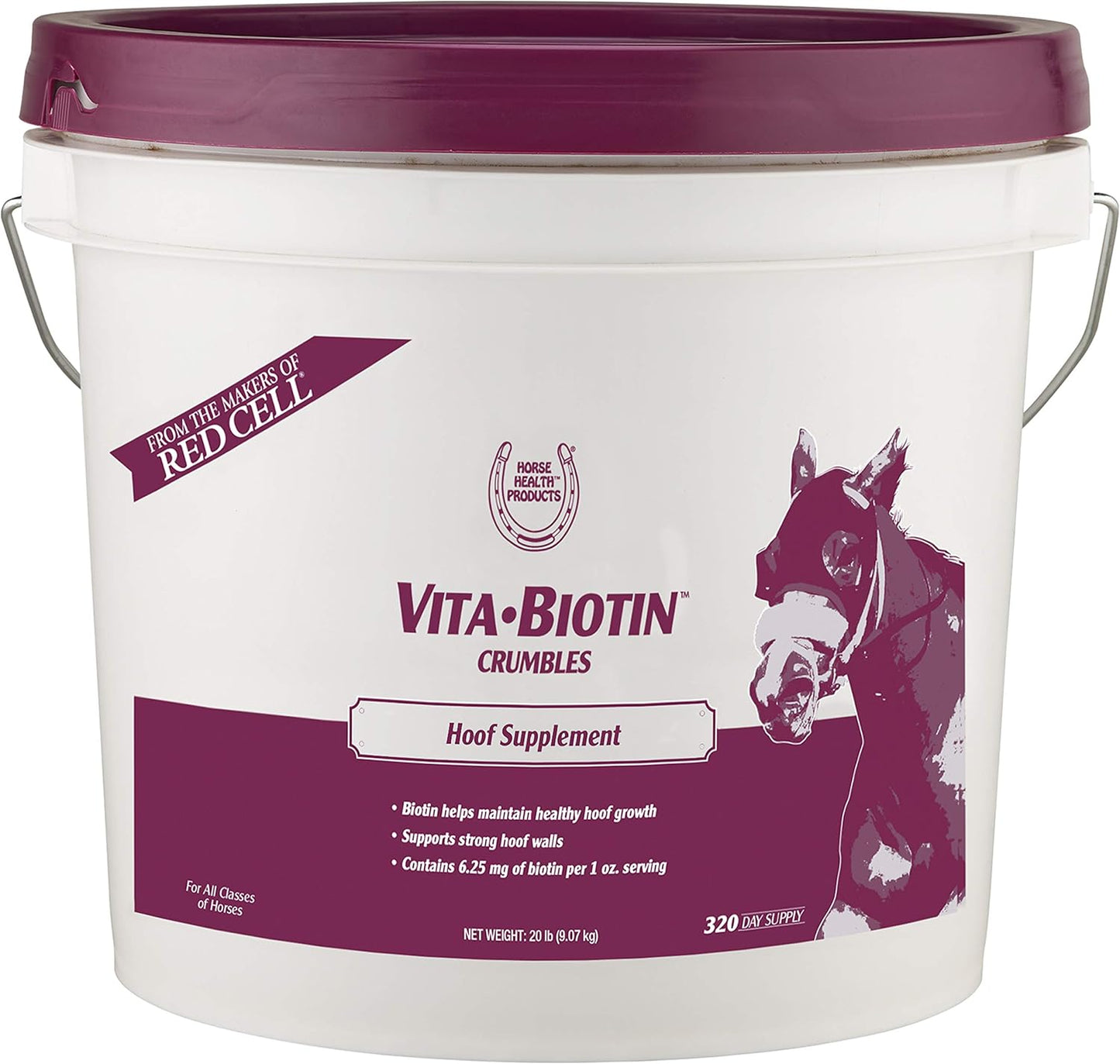 Farnam Horse Health Vita Biotin Crumbles Hoof Supplement - 20 lbs, 320 Day Supply - Promotes Strong and Healthy Hooves