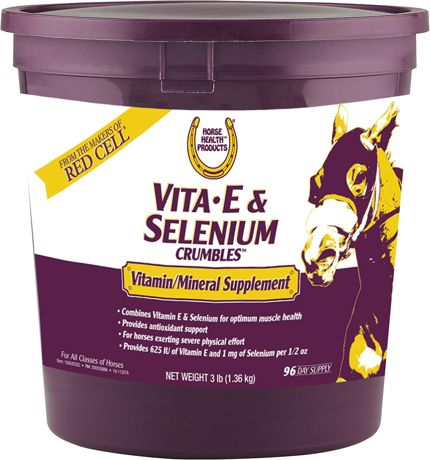 Farnam Horse Health Vita E & Selenium Crumbles Supplement, 3 lbs, 96 Days Supply, Muscle & Antioxidant Support