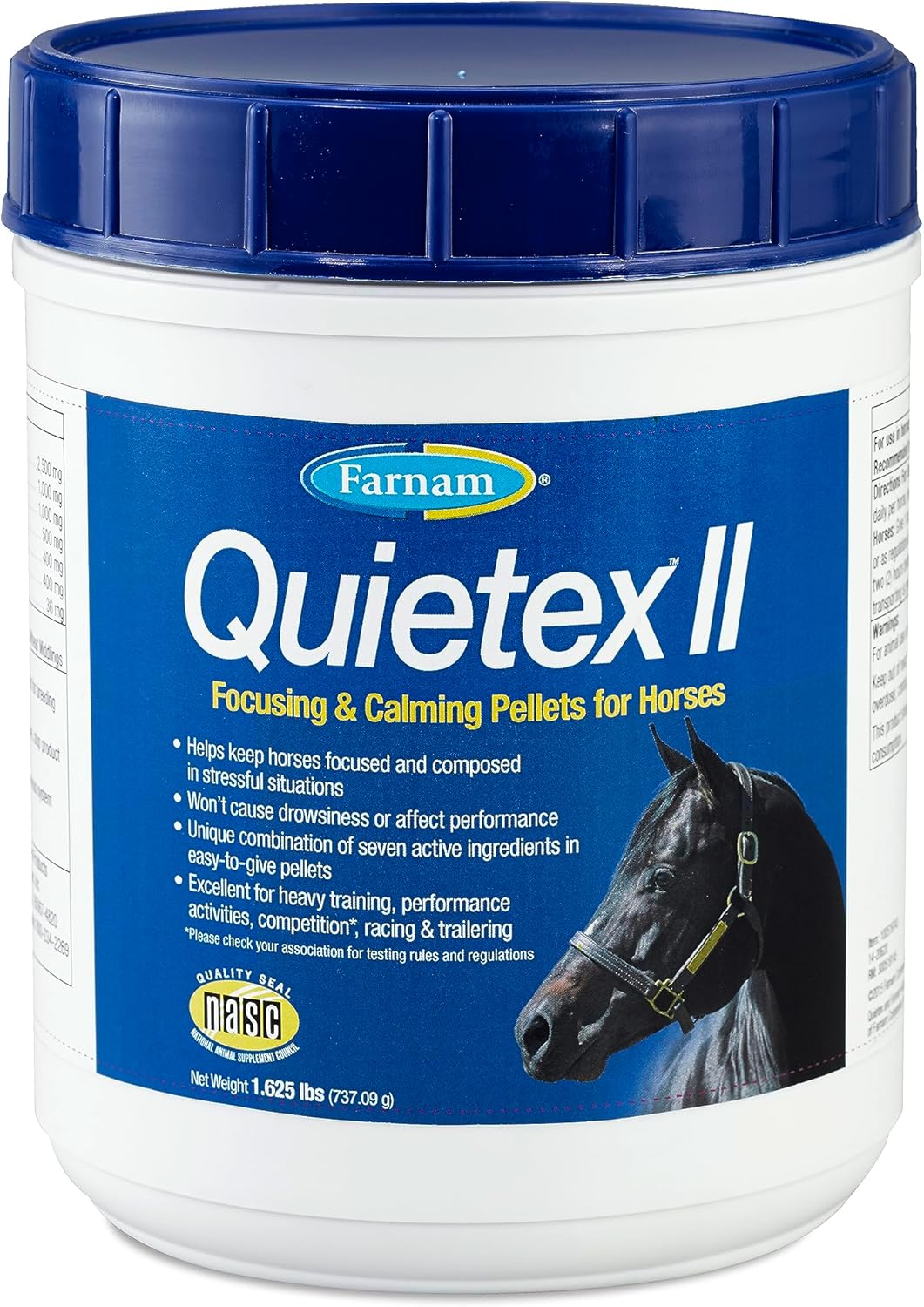 Farnam Quietex II Horse Calming Supplement Pellets - 1.625 lbs - Manage Nervous Behavior - Keep Horses Calm in Stressful Situations - 26 Day Supply