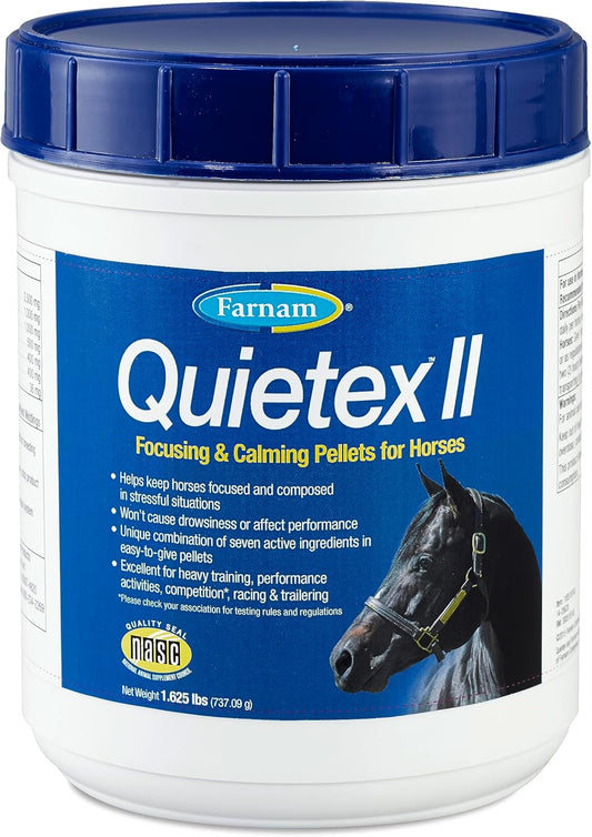 Farnam Quietex II Horse Calming Supplement Pellets - 1.625 lbs - Manage Nervous Behavior - Keep Horses Calm in Stressful Situations - 26 Day Supply
