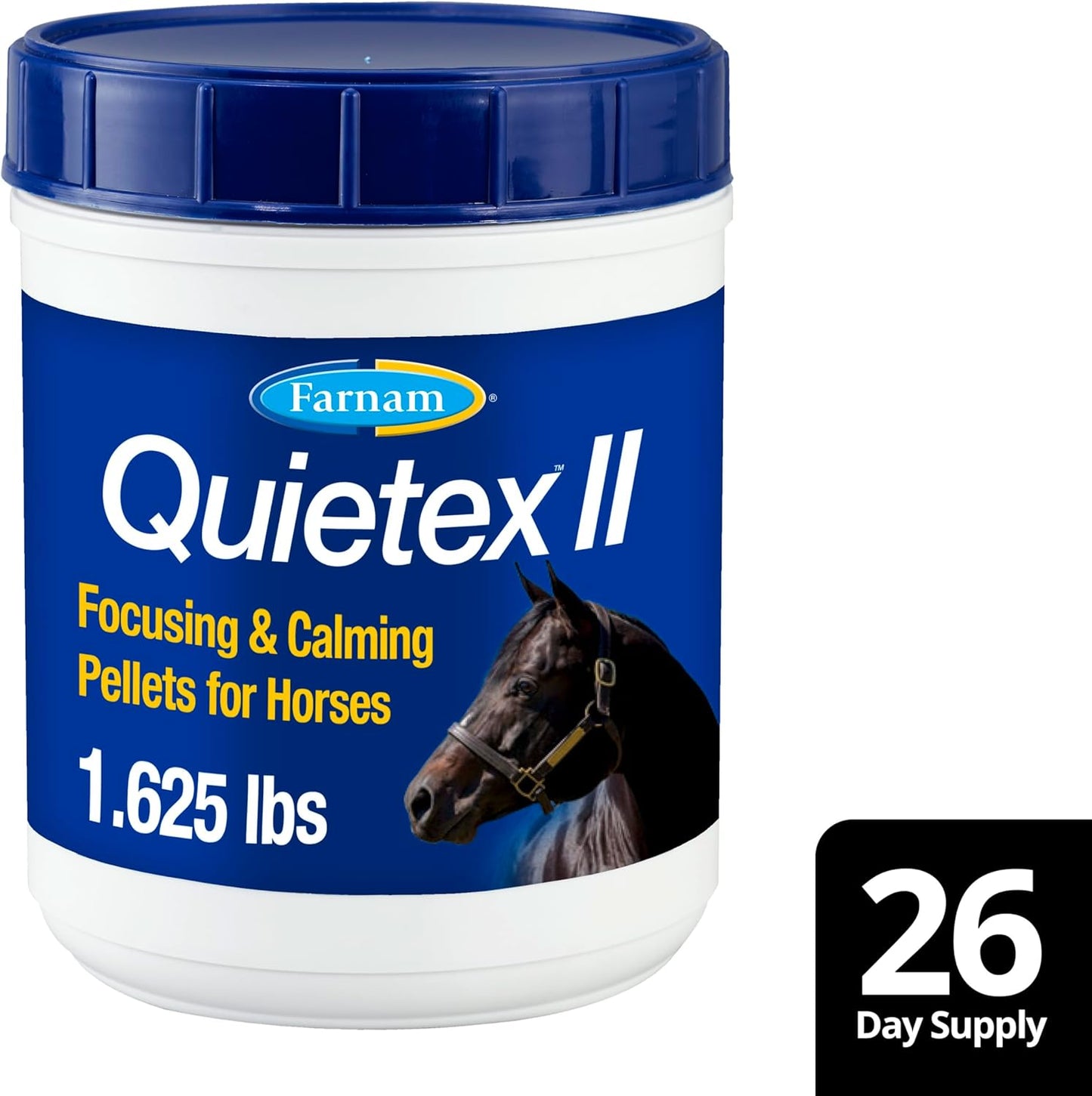 Farnam Quietex II Horse Calming Supplement Pellets - 1.625 lbs - Manage Nervous Behavior - Keep Horses Calm in Stressful Situations - 26 Day Supply