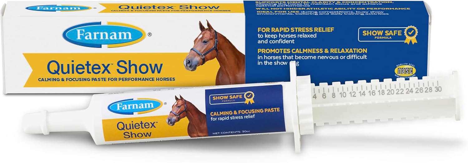 Farnam Quietex Show Calming Paste - Keeps Nervous Horses Calm & Focused in the Show Ring - 30 cc