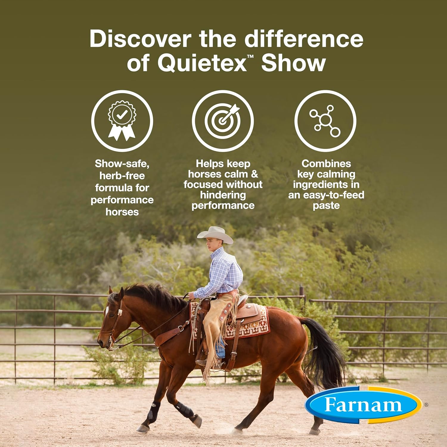 Farnam Quietex Show Calming Paste - Keeps Nervous Horses Calm & Focused in the Show Ring - 30 cc