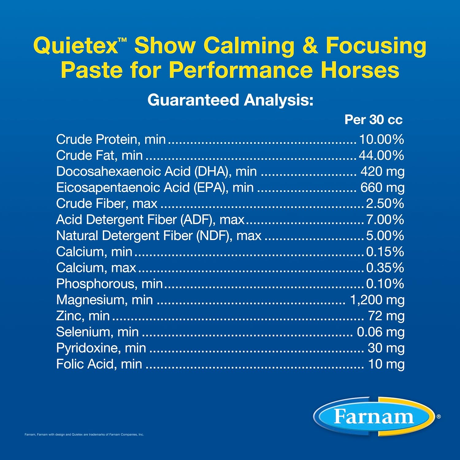 Farnam Quietex Show Calming Paste - Keeps Nervous Horses Calm & Focused in the Show Ring - 30 cc