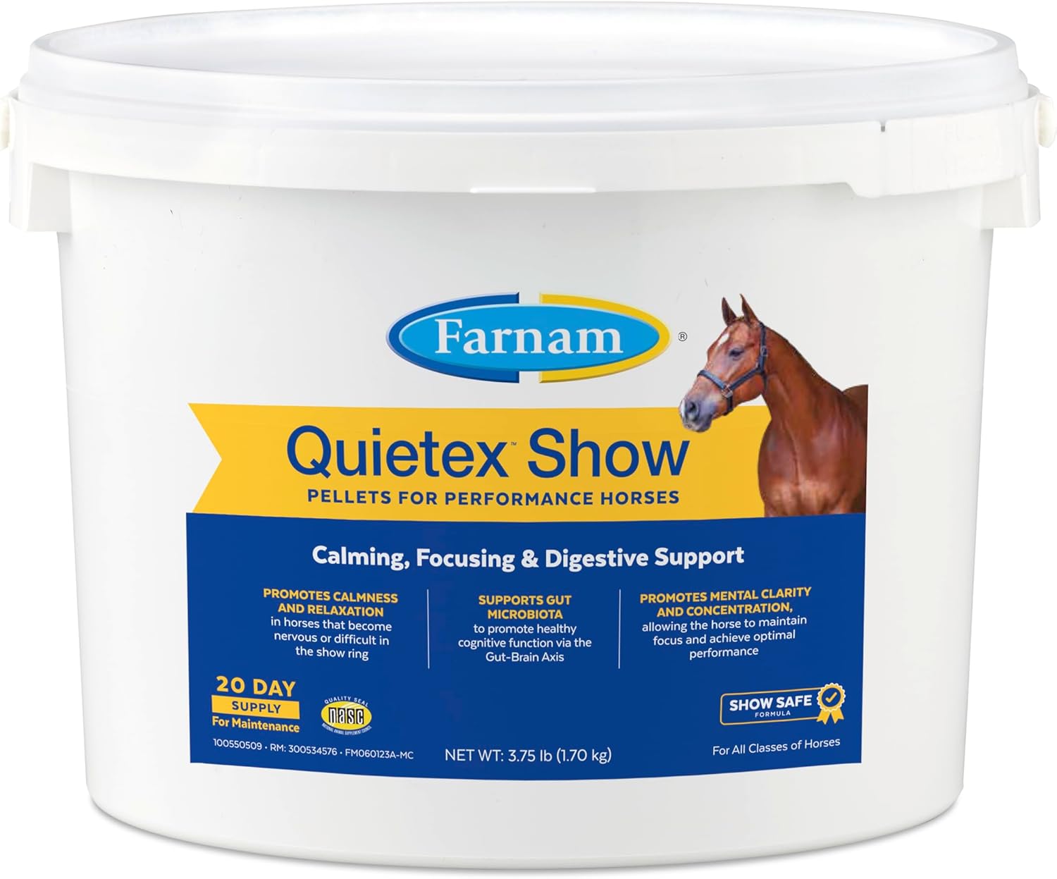 Farnam Quietex Show Pellets for Calming Nervous Horses in the Show Ring - 3.75 lbs.
