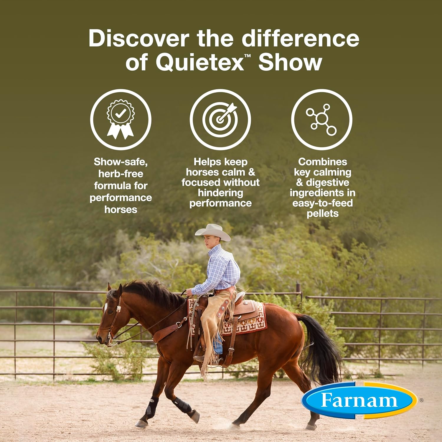 Farnam Quietex Show Pellets for Calming Nervous Horses in the Show Ring - 3.75 lbs.