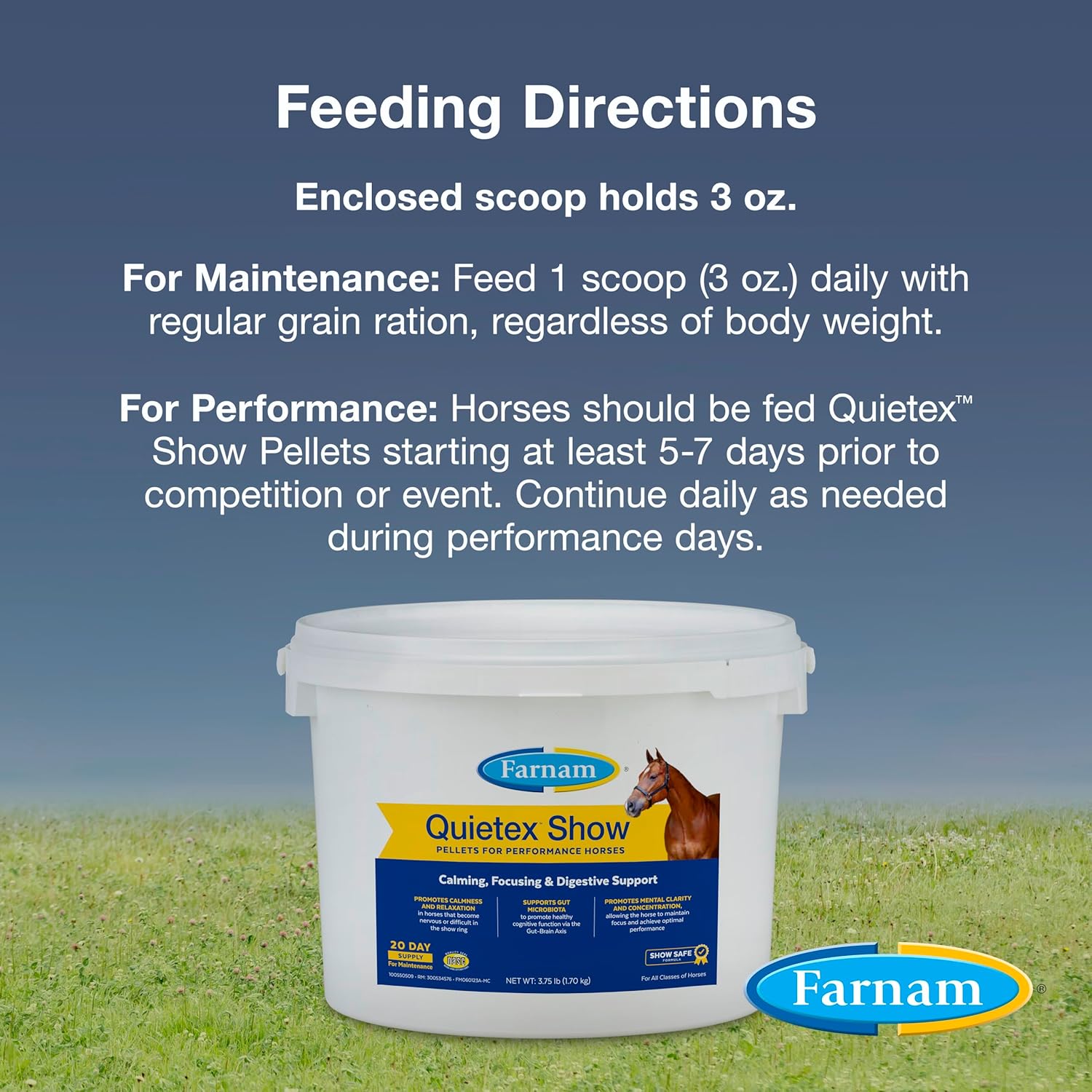 Farnam Quietex Show Pellets for Calming Nervous Horses in the Show Ring - 3.75 lbs.