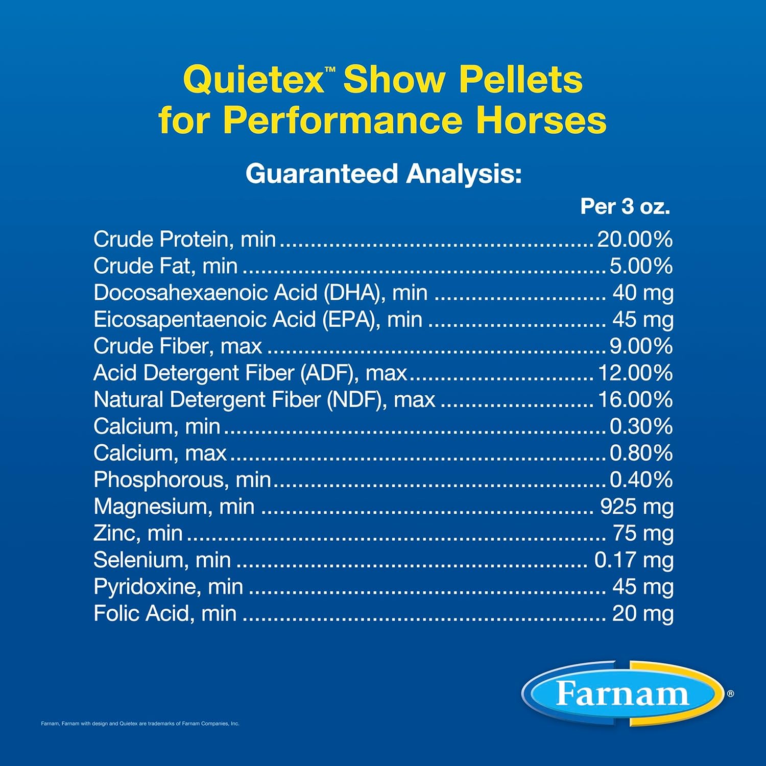 Farnam Quietex Show Pellets for Calming Nervous Horses in the Show Ring - 3.75 lbs.