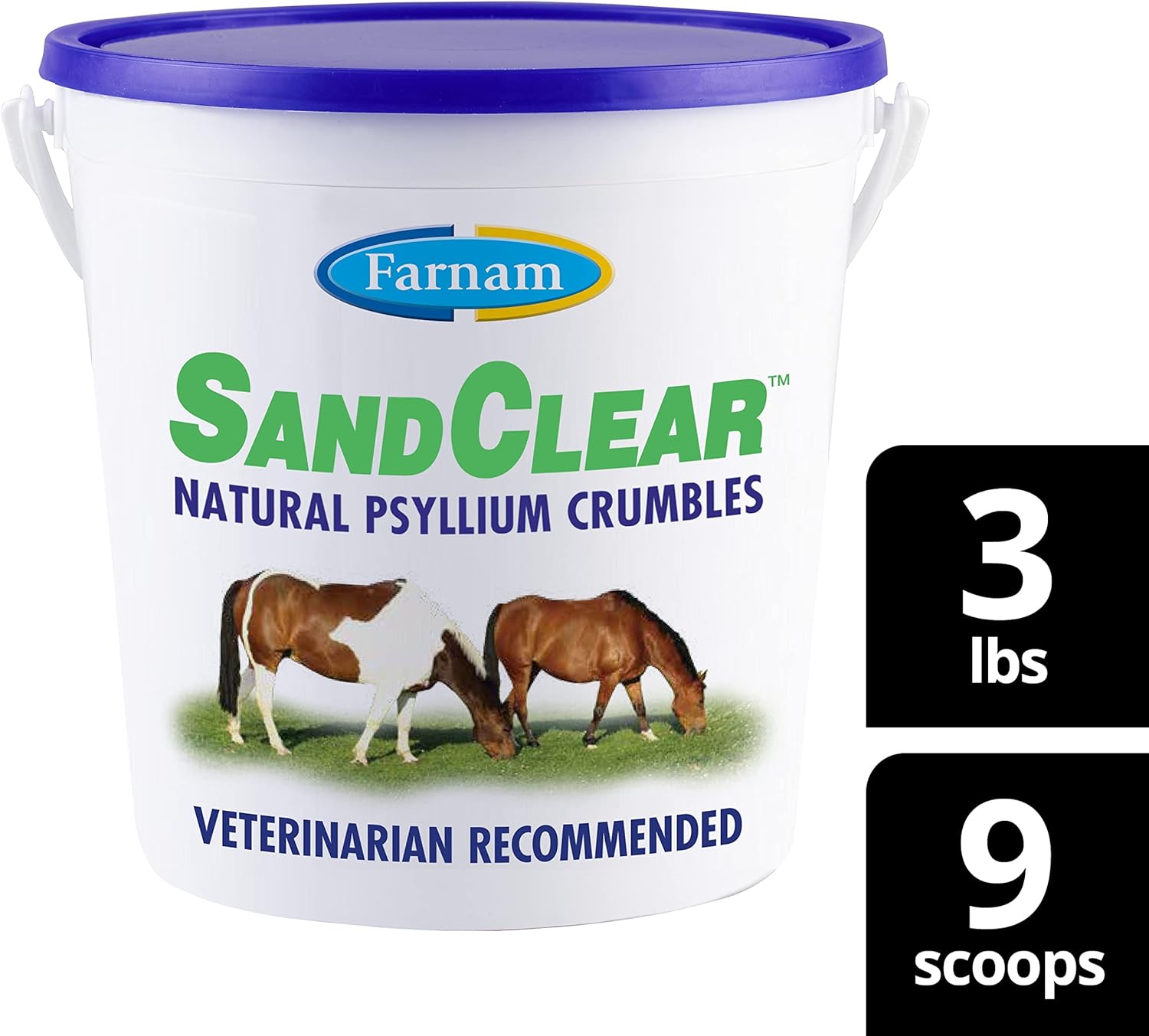 Farnam Sand Clear for Horses: Natural Psyllium Crumbles, 3 lbs. - Veterinarian Recommended for Colon Health