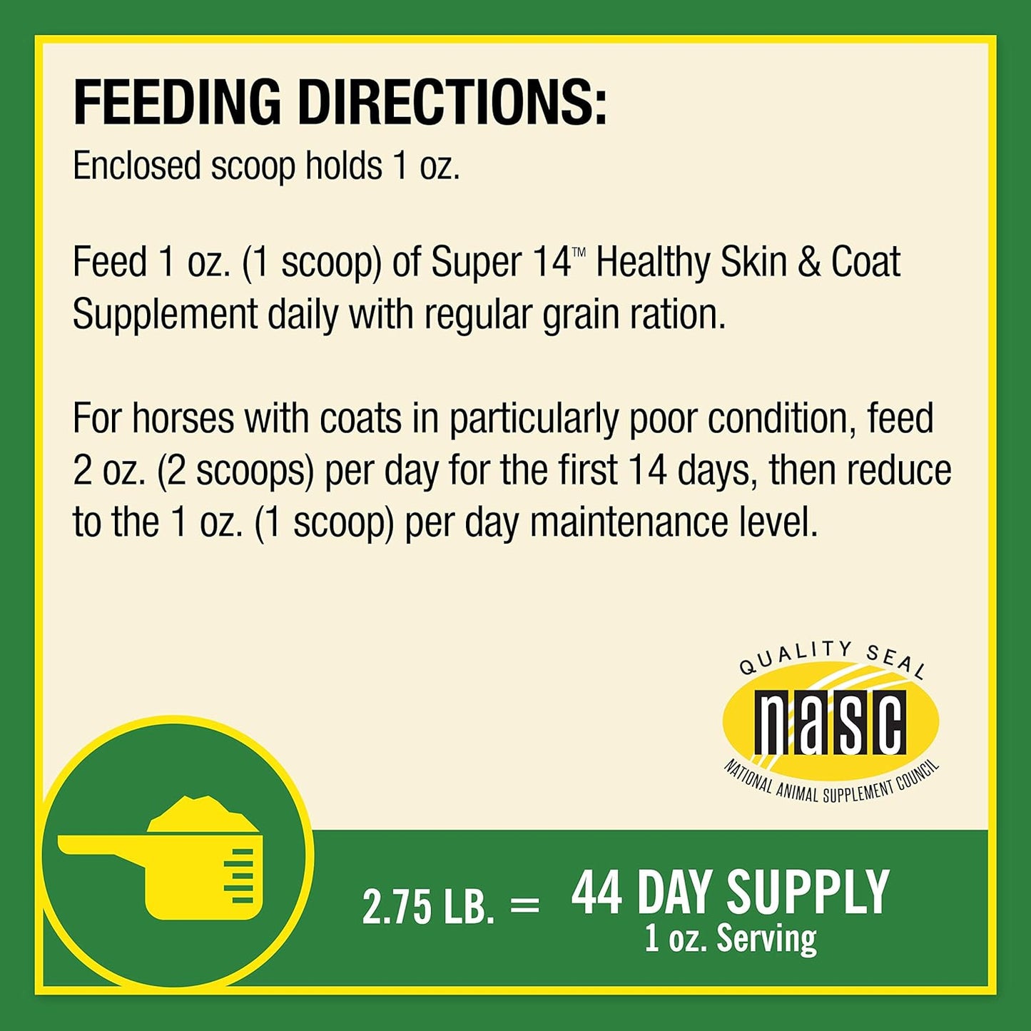 Farnam Super 14 Horse Supplement Promotes Healthy Skin & Shiny Coat - 2.75 lb, 44 Day Supply