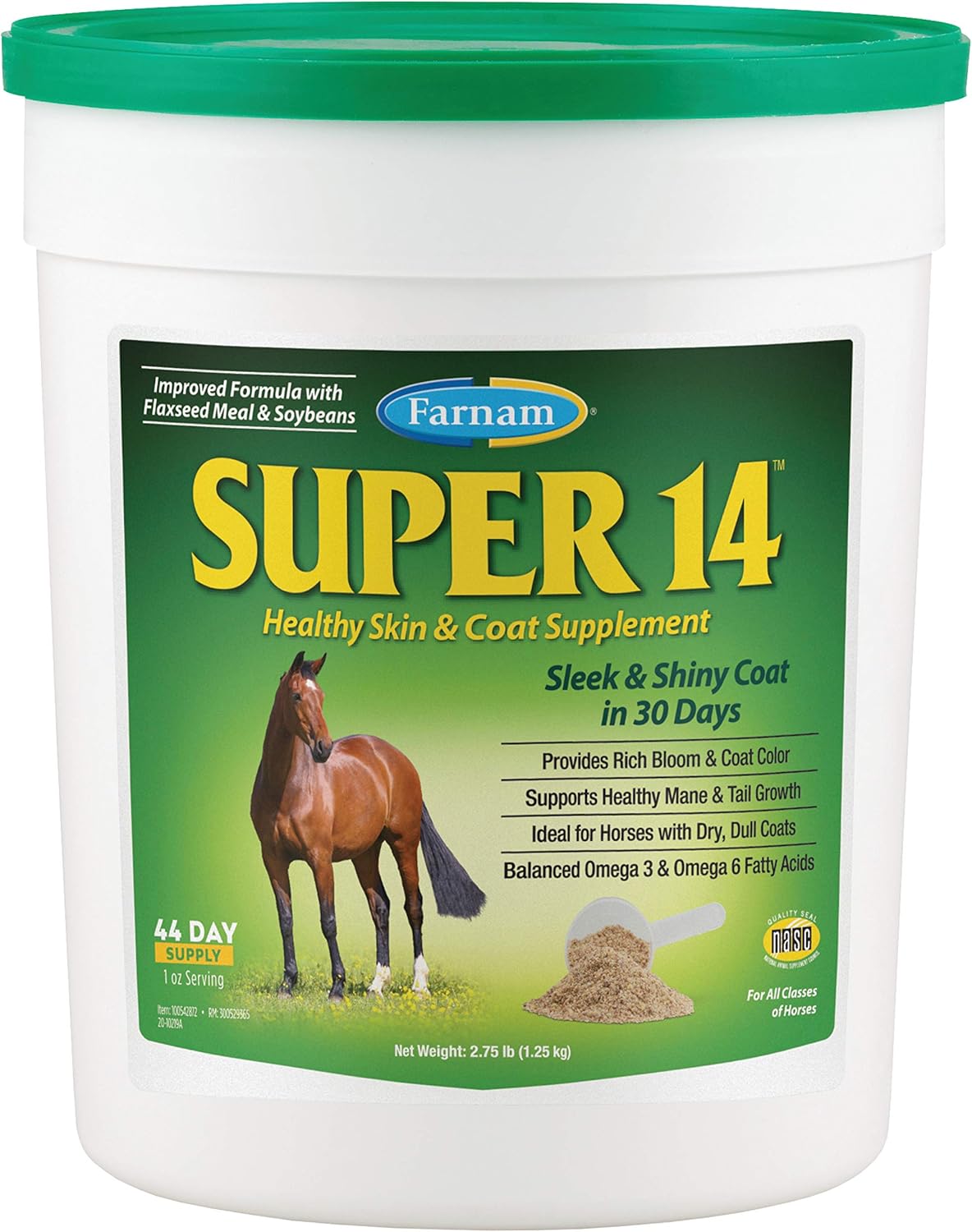 Farnam Super 14 Horse Supplement Promotes Healthy Skin & Shiny Coat - 2.75 lb, 44 Day Supply