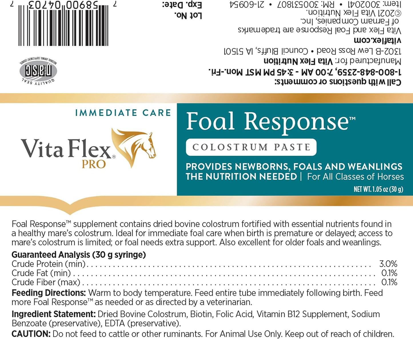 Farnam Vita Flex Pro Foal Supplement and Immediate Care Colostrum Paste 1.05 oz - Boosts Newborn Horse Health
