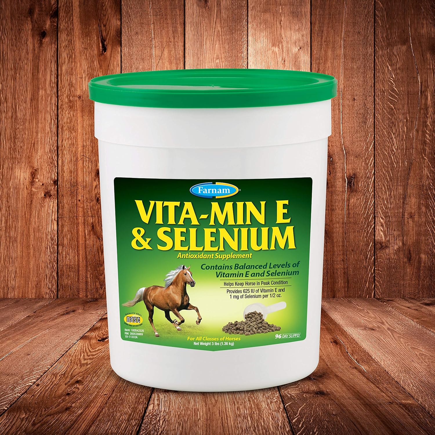 Farnam Vita-Min E & Selenium Antioxidant Supplement, 3lb Tub - 96 Day Supply
