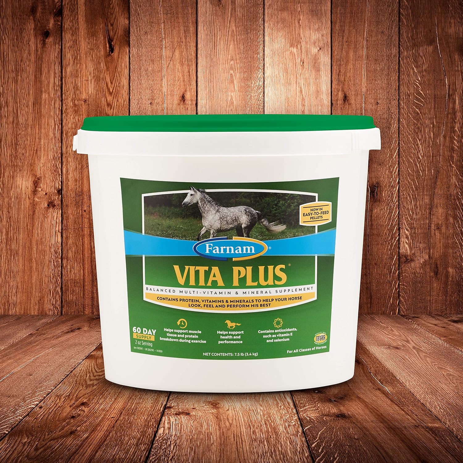 Farnam Vita Plus Balanced Multi-Vitamin & Mineral Horse Supplement - 7.5 lbs, 60 Day Supply for Health & Performance