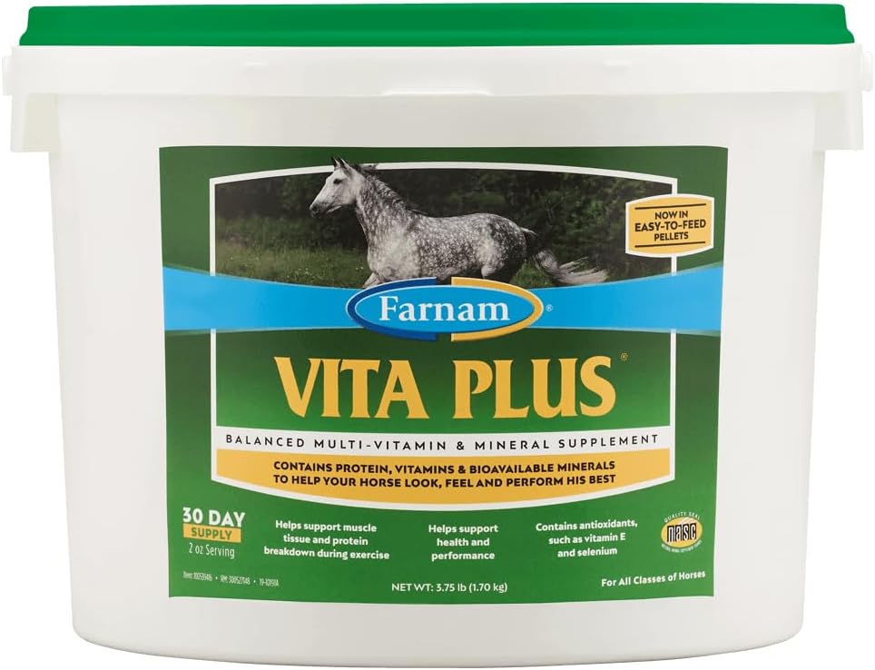 Farnam Vita Plus Horse Supplement: Balanced Multi-Vitamin & Mineral for Overall Health & Performance, 3.75lbs