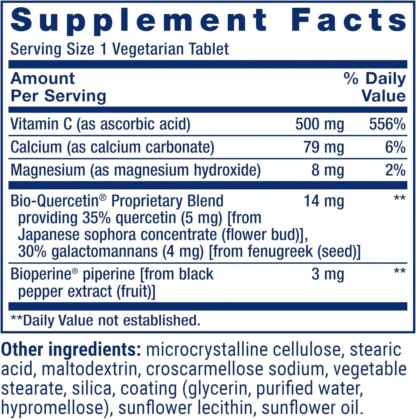 Fast-Absorbing Life Extension Fast-C® and Bio-Quercetin® Tablets for Immune Support with Vitamin C, Fenugreek, and Magnesium - Gluten-Free, Non-GMO, Vegetarian - 60 Tablets