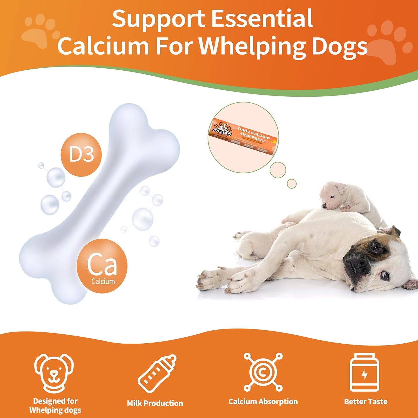 Fast-Absorbing Oral Calcium Supplement for Whelping Dogs & Cats - Supports Labor, Milk Production, and Puppy Health - 1 oz
