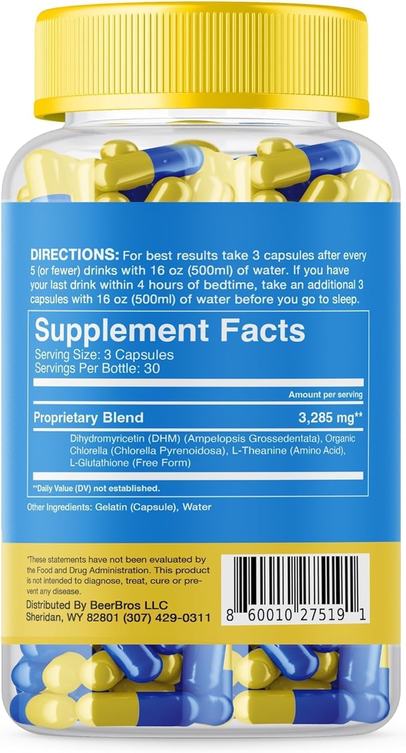 Fast-Acting Party Smart Pills for Hangover Relief with DHM and Glutathione