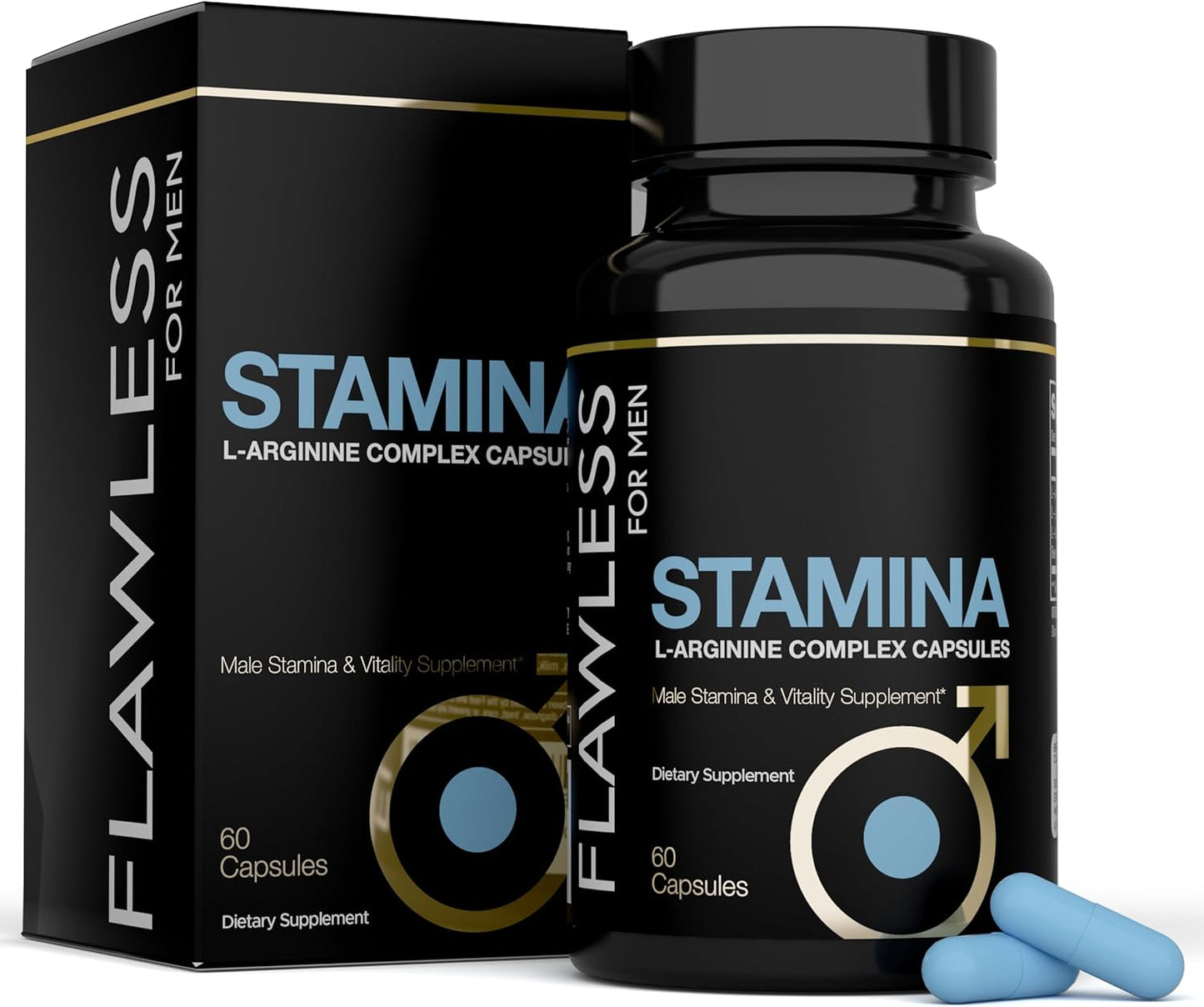 Fast-Acting Stamina Supplement for Men | L-Arginine & L-Citrulline Pills | Enhances Male Vitality, Endurance & Blood Flow | 60 Capsules