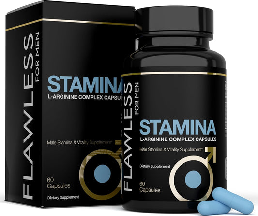 Fast-Acting Stamina Supplement for Men | L-Arginine & L-Citrulline Pills | Enhances Male Vitality, Endurance & Blood Flow | 60 Capsules