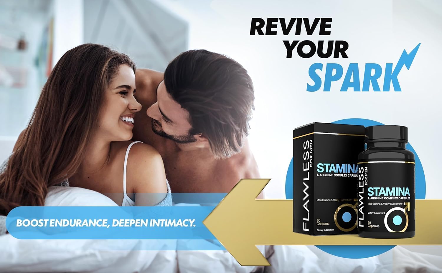 Fast-Acting Stamina Supplement for Men | L-Arginine & L-Citrulline Pills | Enhances Male Vitality, Endurance & Blood Flow | 60 Capsules