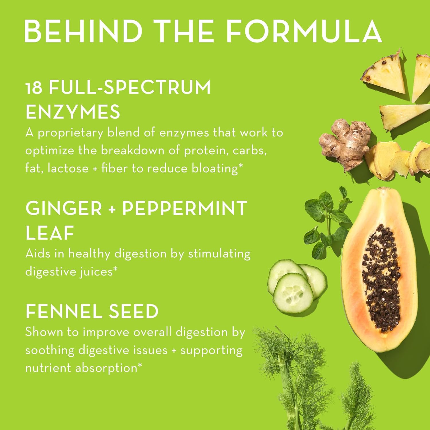 Fast-Acting Vegan Digestive Enzymes for Bloat Relief - HUM Flatter Me Extra Strength Multi Enzyme Supplement, 60 Servings