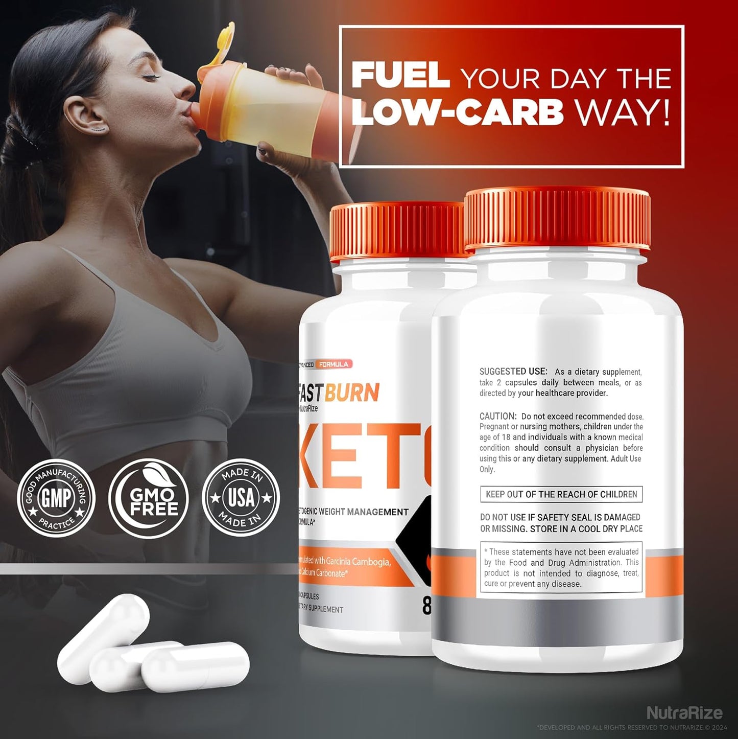 Fast Burn Keto Capsules - 2 Pack for Advance Weight Loss Support - Maximum Support Formula with All Natural Ingredients - 120 Capsules