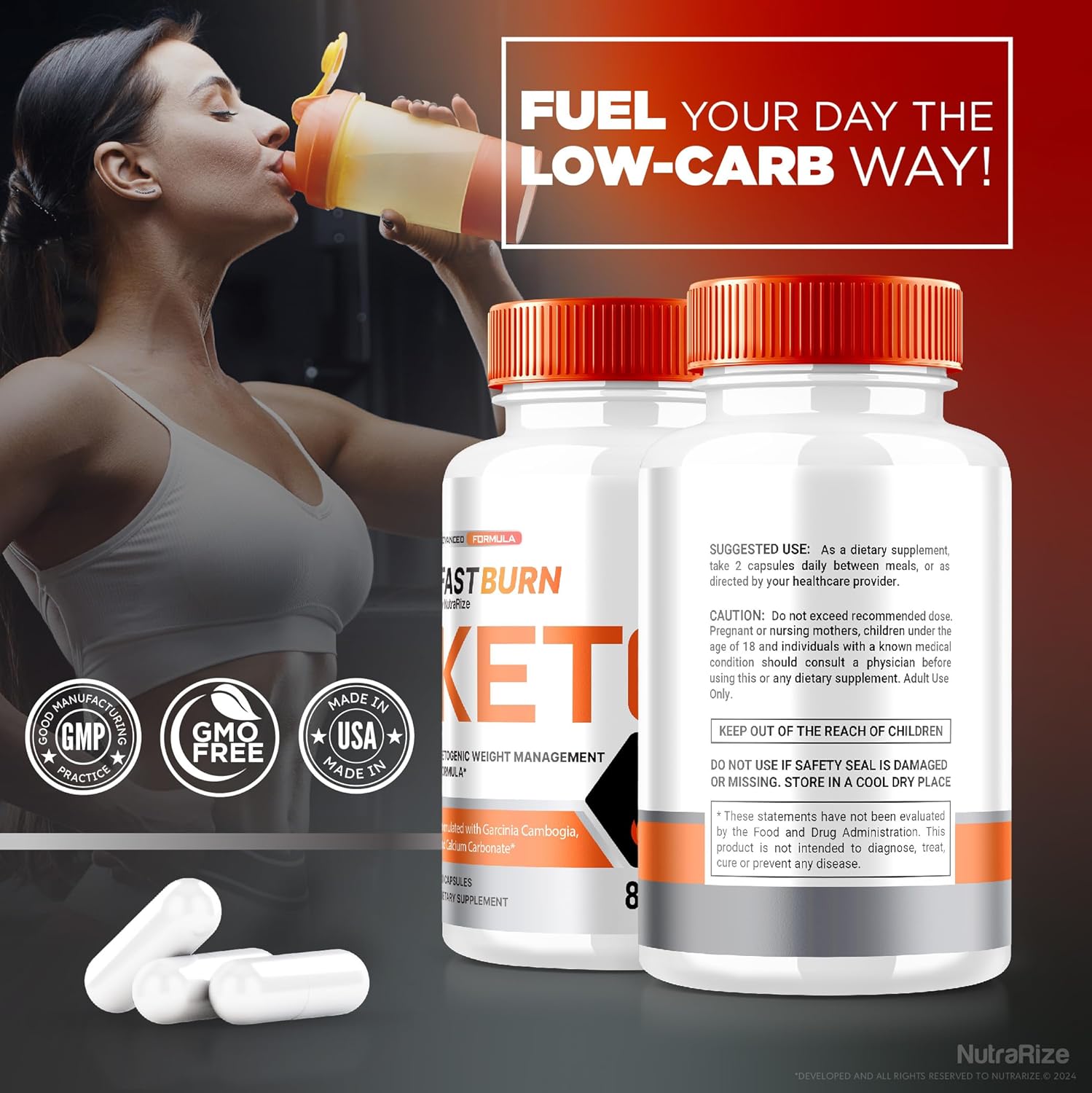 Fast Burn Keto Capsules - 2 Pack for Advance Weight Loss Support - Maximum Support Formula with All Natural Ingredients - 120 Capsules