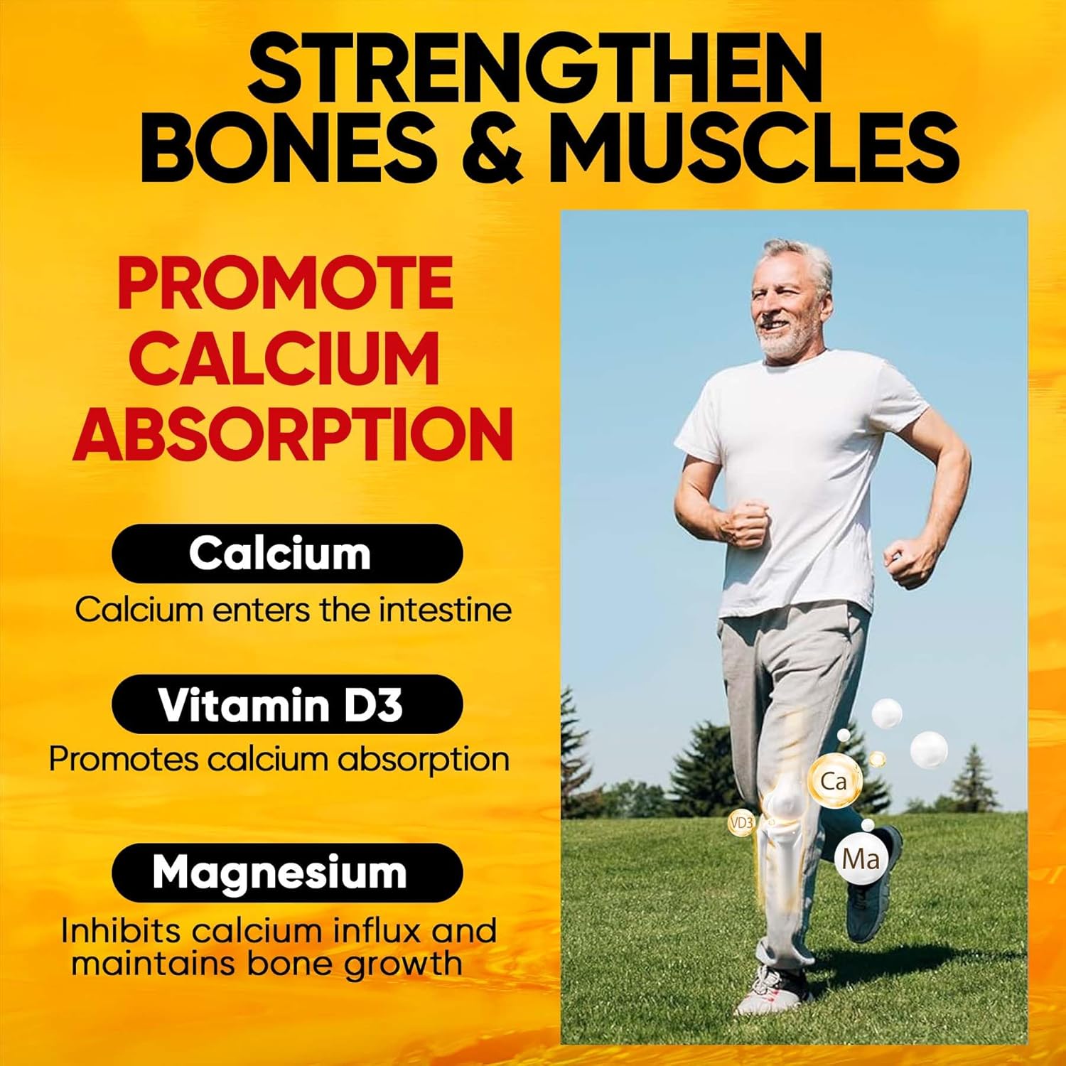 Fast Dissolve Vitamin D3 5000IU with Calcium & Magnesium - Sugar Free Chewable Supplement for Bone Strength, Teeth, Muscle, Immune Health - 100 Tablets