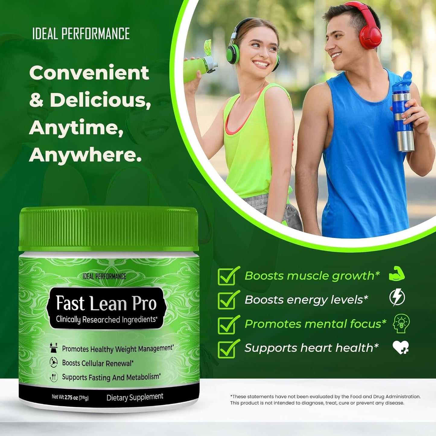 Fast Lean Pro - Advanced Formula BCAA Drink Capsules, Powder, All Natural - 3 Pack with Reviews