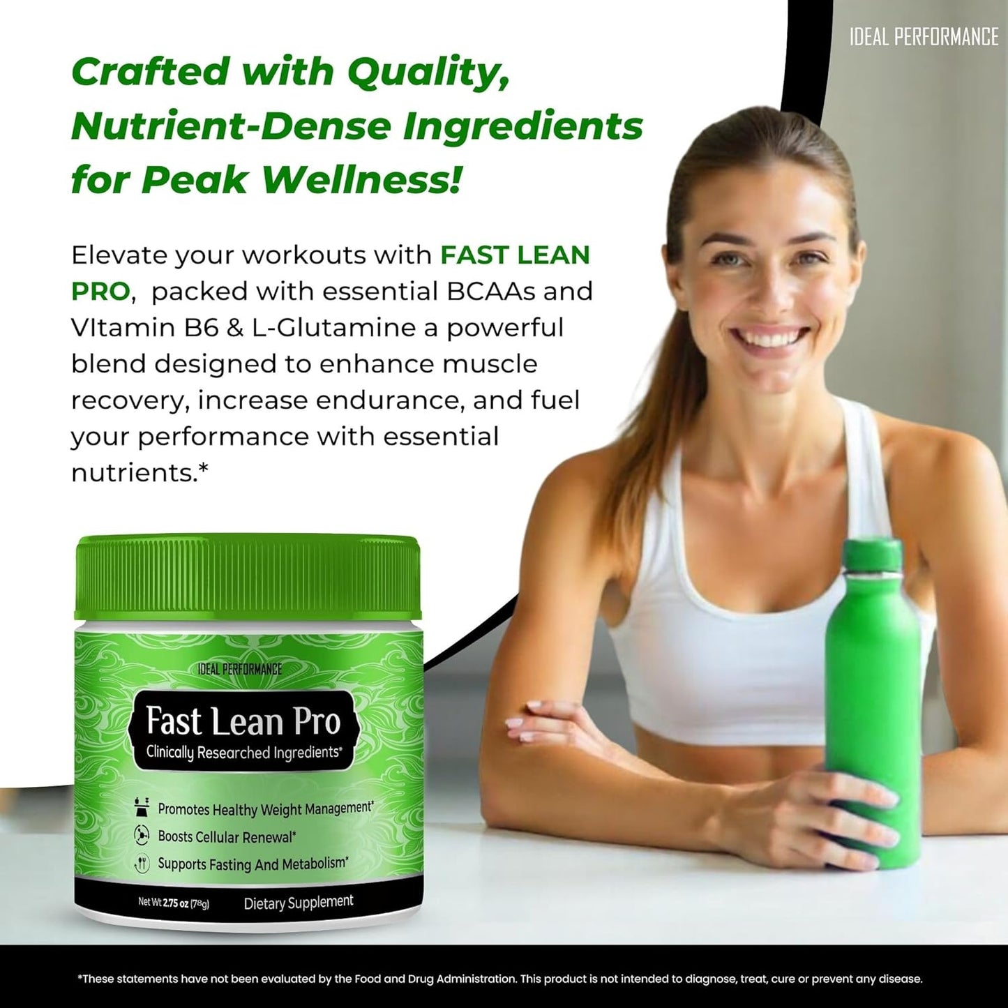 Fast Lean Pro - Advanced Formula BCAA Drink Capsules, Powder, All Natural - 3 Pack with Reviews