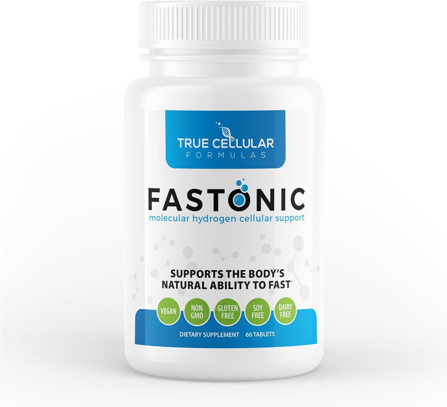 Fastonic Molecular Hydrogen Supplement - Elite Level of H2 for Effortless Fasting and Improved Cognitive Function - 60 Servings, Non GMO, Gluten Free, Soy Free