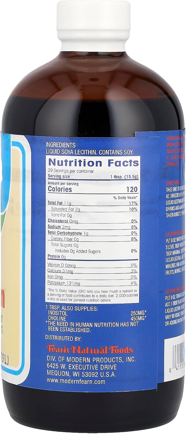 Fearn Liquid Lecithin - 16 Fl Oz - Pure Soya Food Supplement