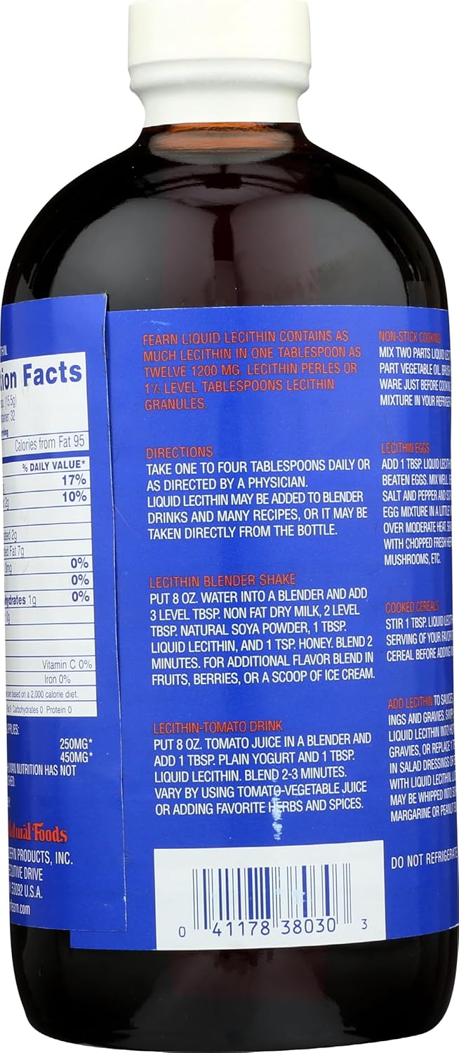 Fearn Natural Foods Liquid Lecithin - 16 oz Bottle for Healthy Living
