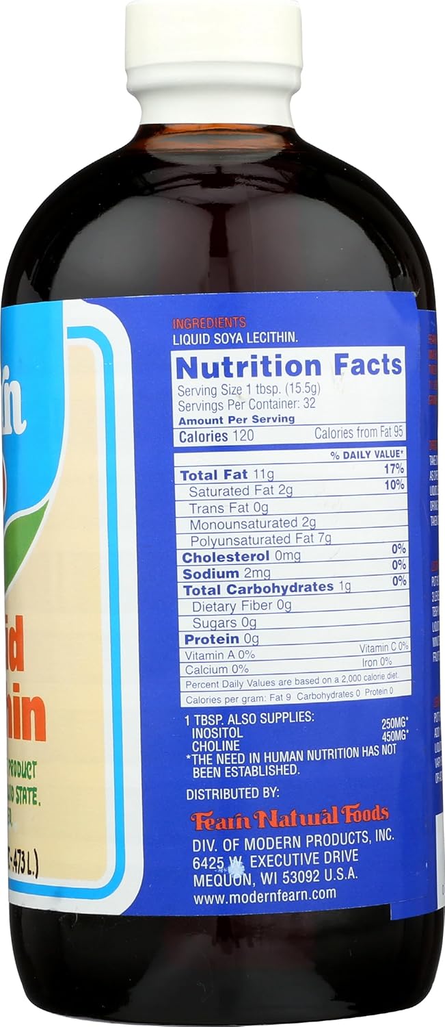 Fearn Natural Foods Liquid Lecithin - 16 oz Bottle for Healthy Living