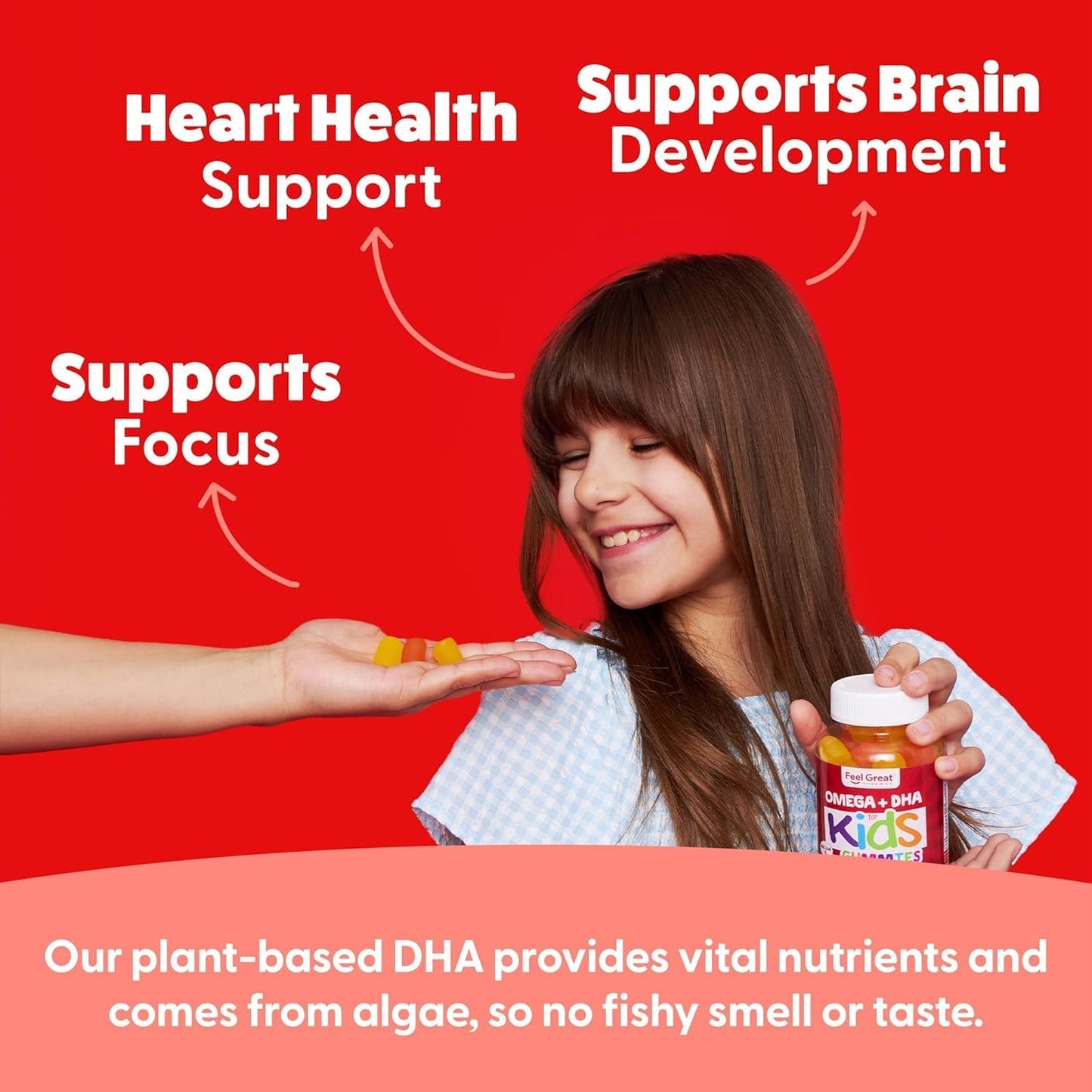 Feel Great Vitamins Kids DHA Omega Gummy Vitamins 4-Pack for Brain Health & Learning - Delicious Omega-3 Gummies for Growing Kids