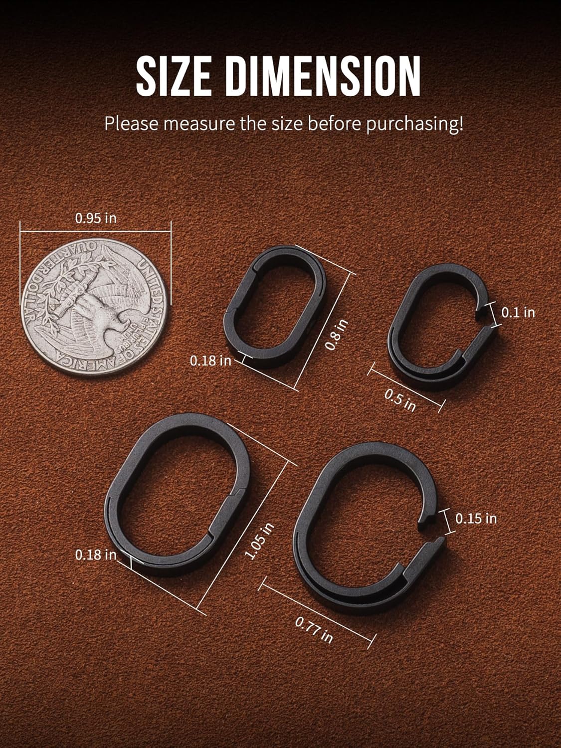 FEGVE Titanium Quick Release Small Keychain Rings with Mini Carabiner for Keys and Bags