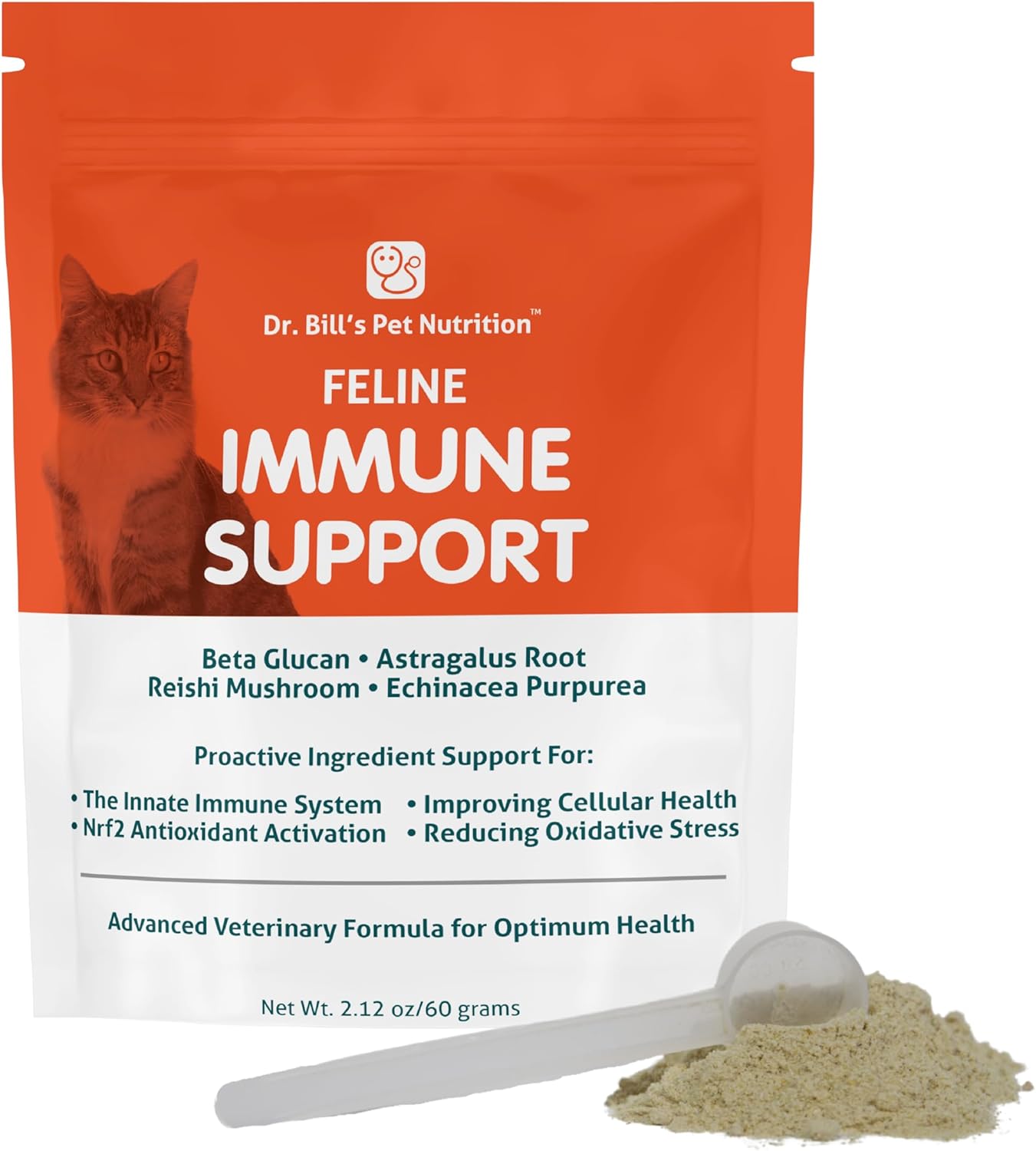 Feline Immune Support Vitamins with Colostrum, Beta Glucan, and Zinc for Cats | Dr. Bill’s Cat Supplements with Lactoferrin and Coenzyme Q-10
