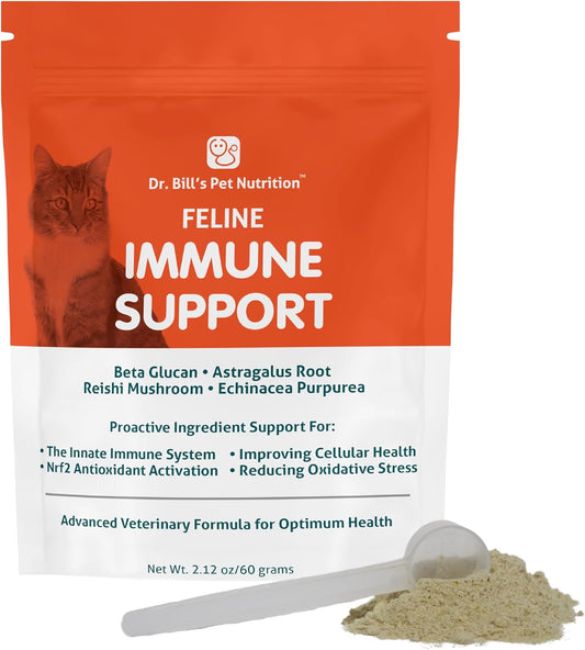 Feline Immune Support Vitamins with Colostrum, Beta Glucan, and Zinc for Cats | Dr. Bill’s Cat Supplements with Lactoferrin and Coenzyme Q-10