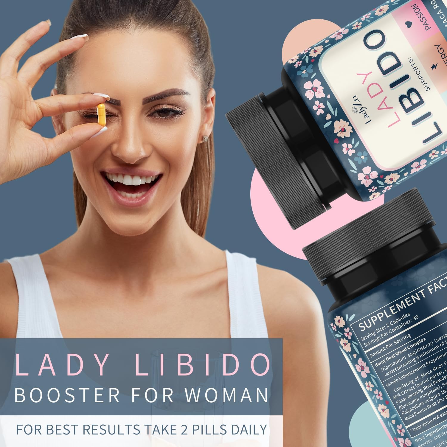 Female Libido Boosting Supplement with Hornygoatweed & Maca Root - Increase Drive, Passion, Energy, and Enjoyment - 60 Capsules