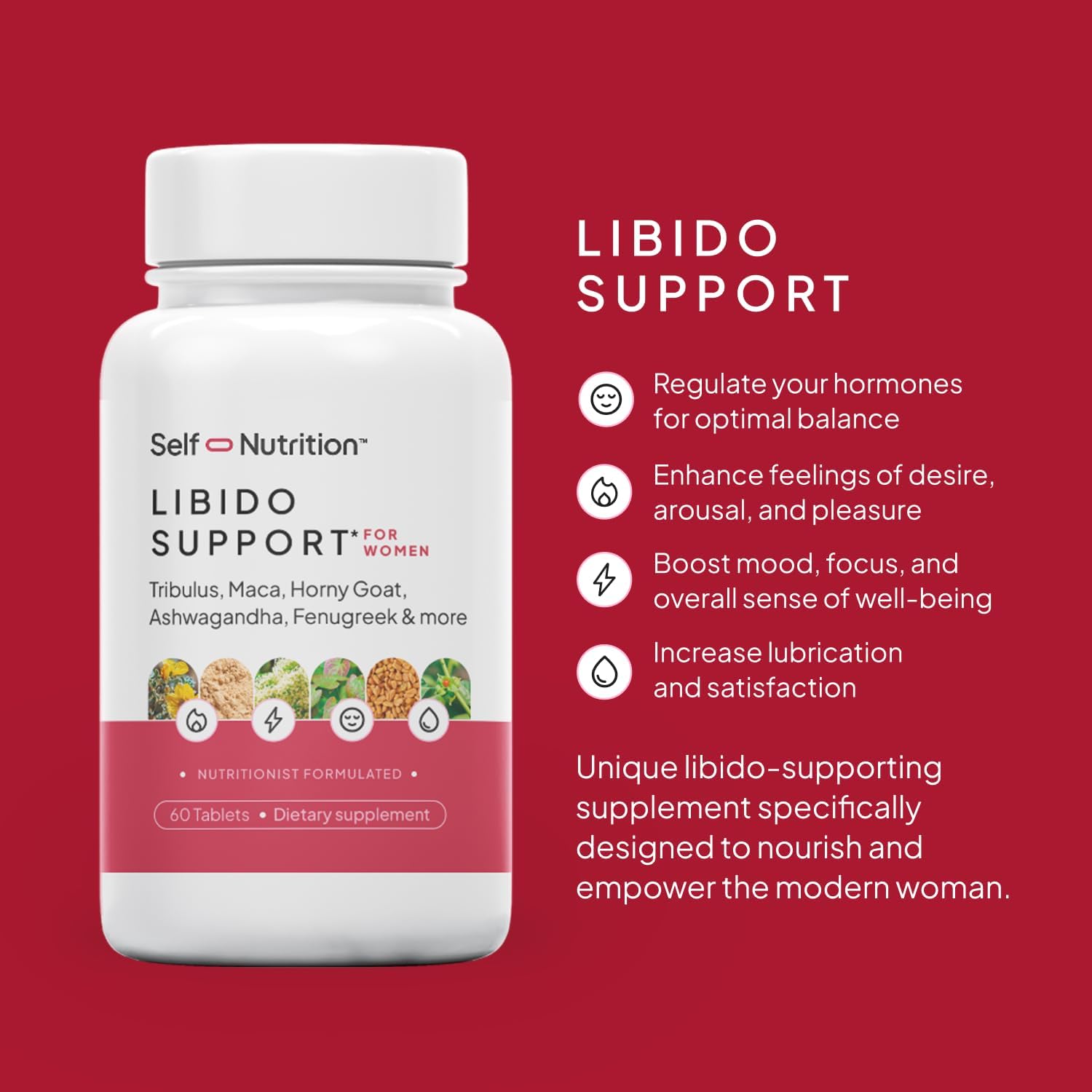 Female Libido Support Supplement with Horny Goat Weed, Maca, Tribulus - Boost Sensitivity, Desire, and Energy - 60 Capsules for Women - Made in USA