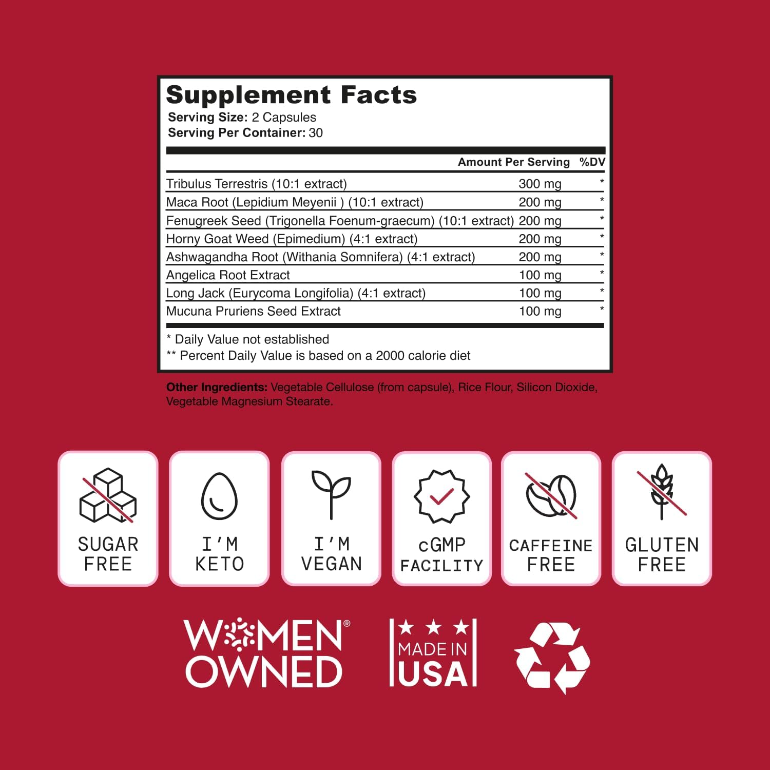 Female Libido Support Supplement with Horny Goat Weed, Maca, Tribulus - Boost Sensitivity, Desire, and Energy - 60 Capsules for Women - Made in USA