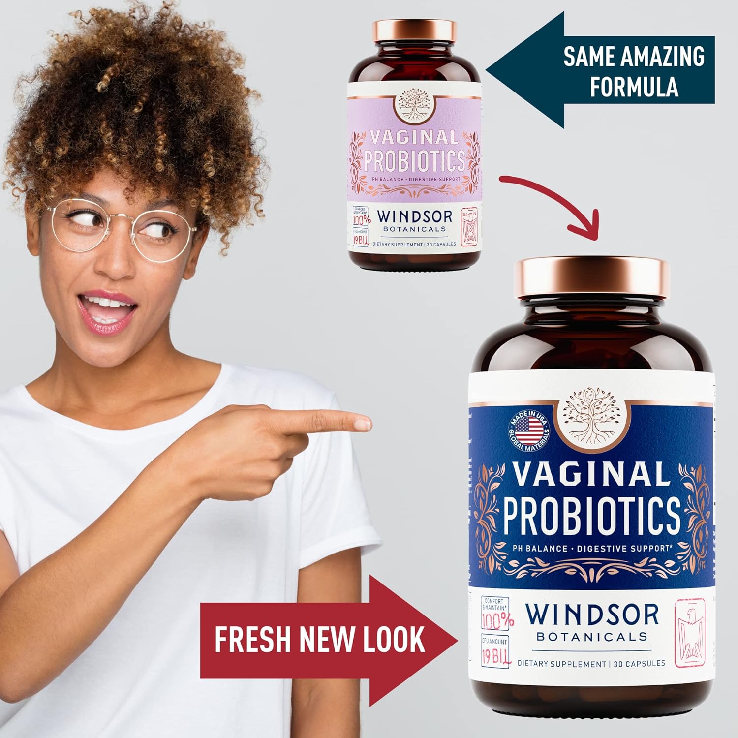 Feminine Balance Complex Probiotics for Women - 19Bil CFU Lactobacillus Salivarius - PH Balance, Digestive, Gut Health - BV Support - 30 Capsules