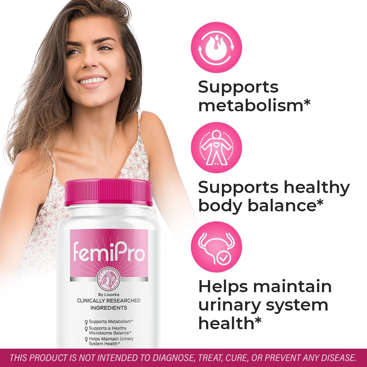 FemiPro Bladder Support Supplement - Probiotic Capsules for Women's Bladder Health, 30 Day Supply