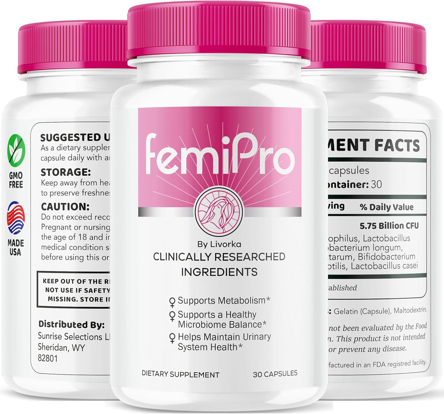 FemiPro Bladder Support Supplement - Probiotic Capsules for Women's Bladder Health, 30 Day Supply