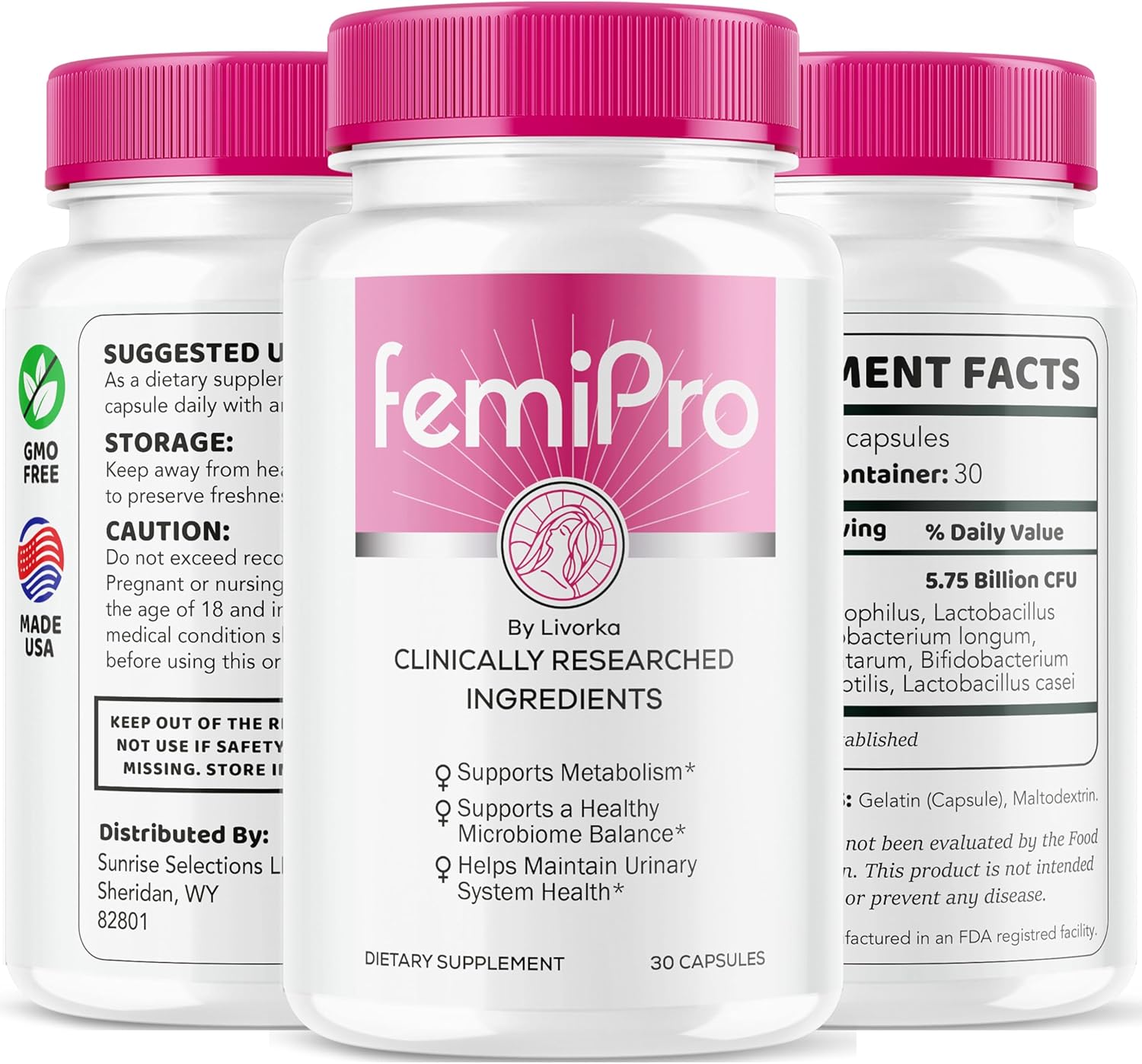 FemiPro Bladder Support Supplement - Probiotic Capsules for Women's Bladder Health, 30 Day Supply