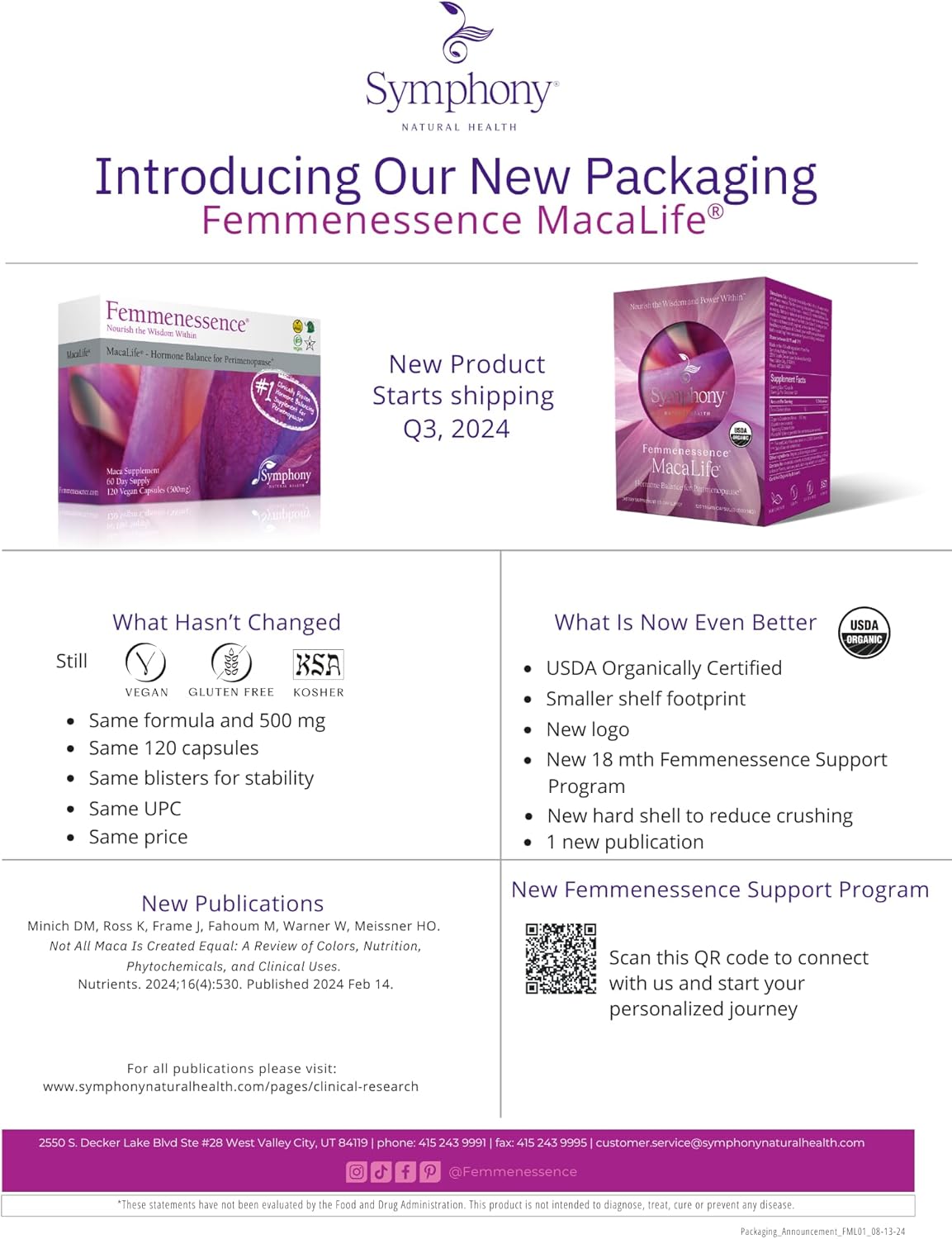 Femmenessence MacaLife: Natural Hormone Balance Supplements for Perimenopause - Relief of Hot Flashes, Night Sweats, Mood Swings, Dryness - 360 Capsules, 180-Day Supply