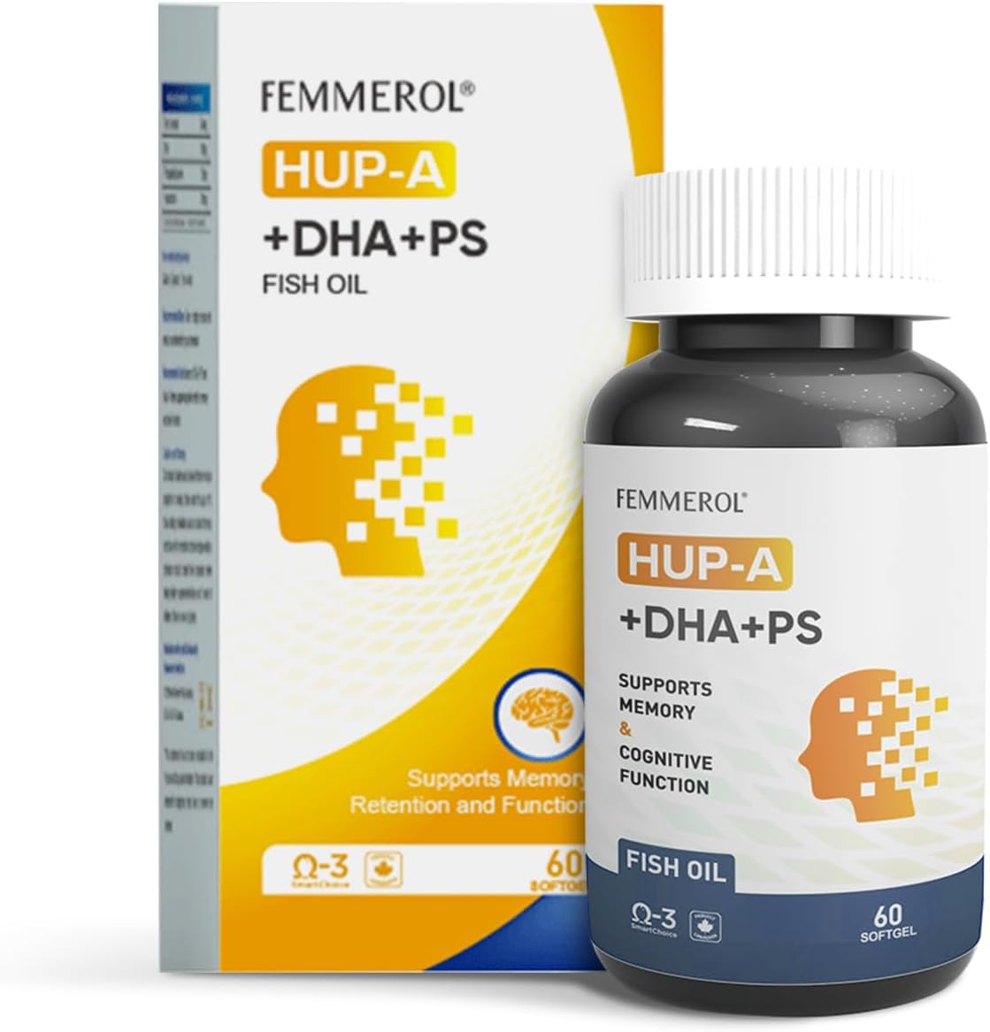 FEMMEROL Phosphatidylserine Omega 3 DHA Softgels with Huperzine A - Brain Health Support for Kids and Elderly - Cognitive Function Supplements